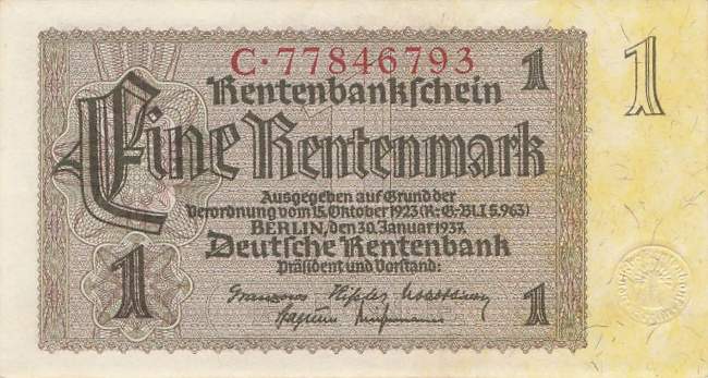 1 Rentenmark 1937 ro.166b C